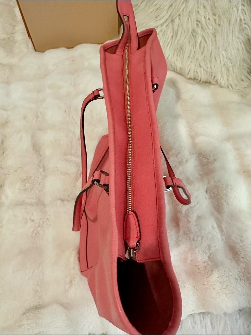 Coach Coral Pink Leather Tote Bag - Coach - Picture 4 of 7